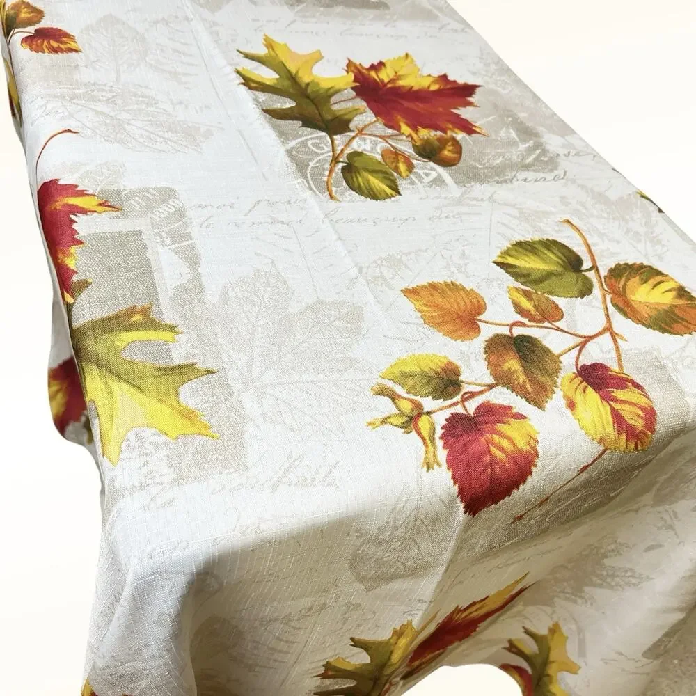Round Tablecloth Fall Leaves Colorful Harvest Autumn Polyester Cottage Decor 69